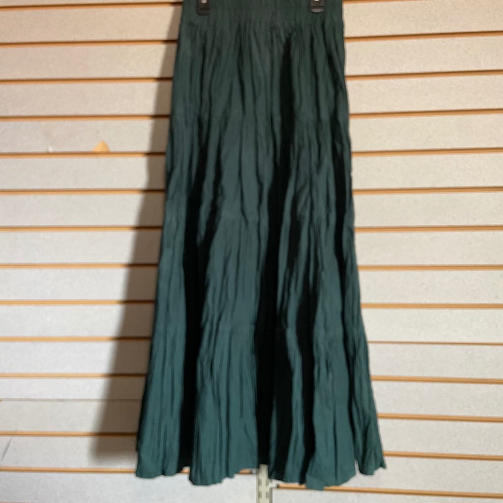 VTG Moonlighting Forest‎ Green Tiered Maxi Skirt Womens Medium Boho Broomstick